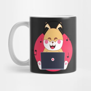 Kawaii shiba inu dog listening to music quarantine Mug